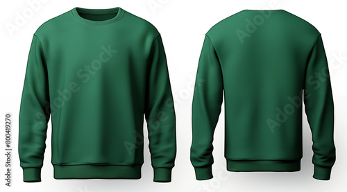 Mockup Blank green shirt front and back view sweatshirt mockup temple white background Men's gray blank hoodie template mockup design for printing