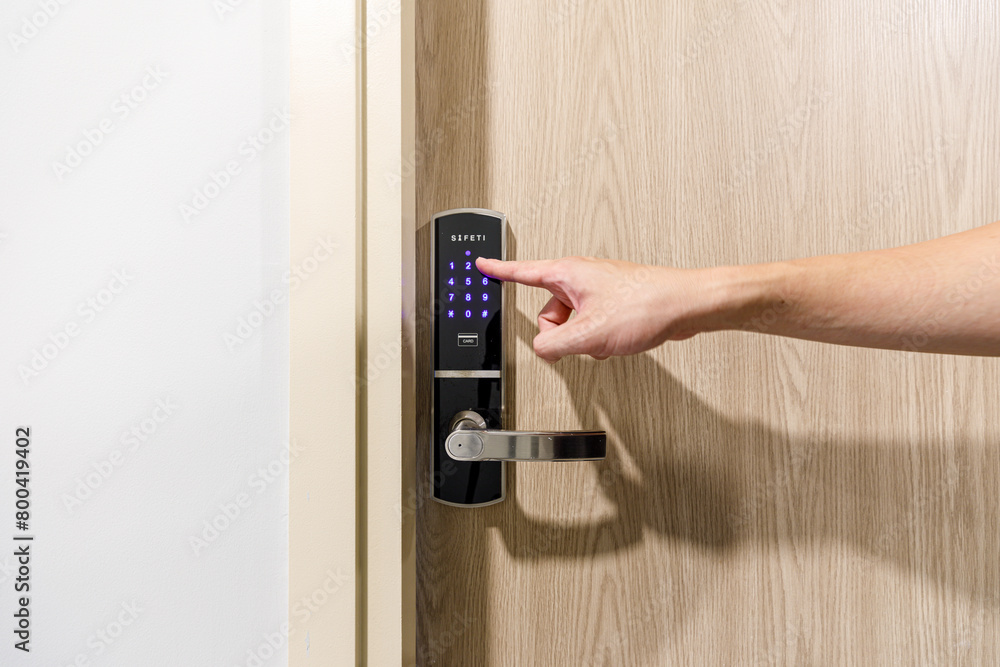 Hand open door digital and access control in a condo Hand open door digital and access control in a condo