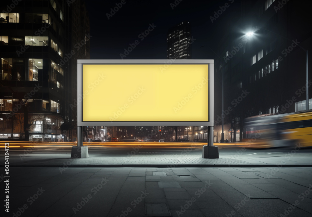 Blank digital signage screen displayed at urban street  billboard mockup stands at the forefront display for advertising in public area concept