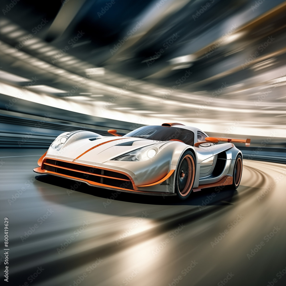 Obraz premium Hypercar in Accelerated Motion on a Professional Racetrack