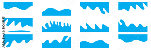 Website border and header set with drops, waves, organic and geometric shapes. Isolated vector template for website, app, poster, banner.