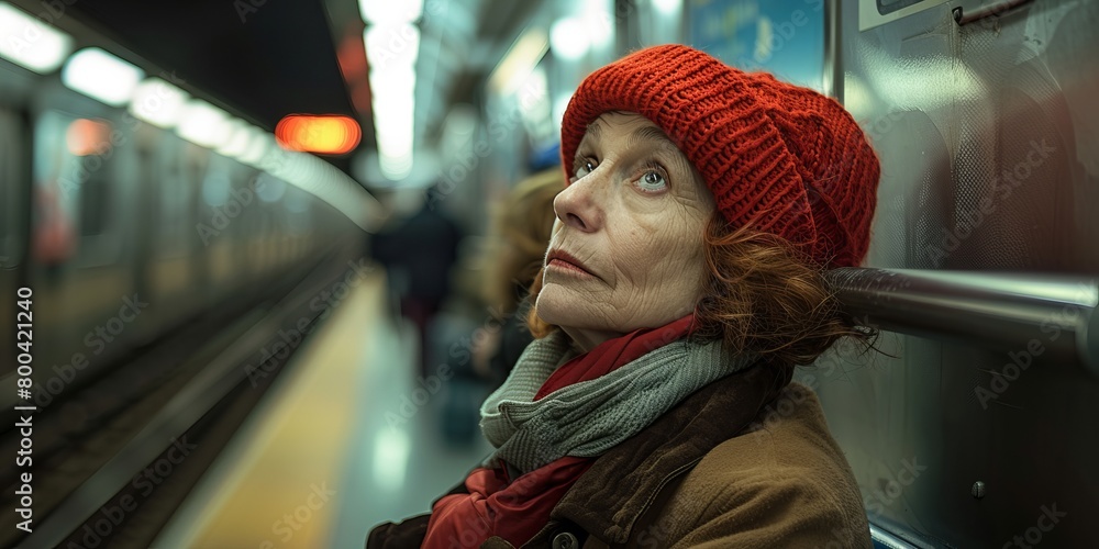 Obraz premium Portrait of a woman in the subway