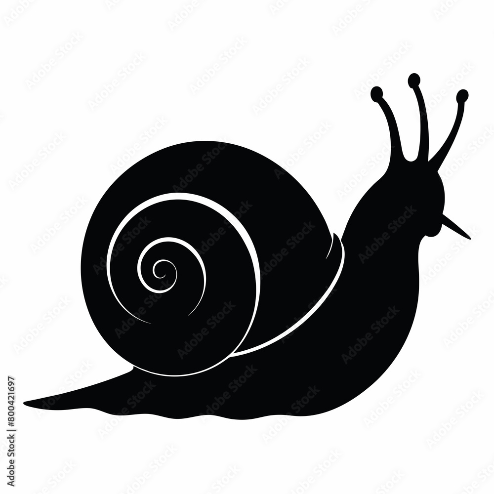 Snail silhouette vector illustration isolated on white background ...