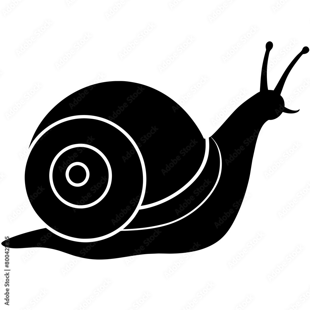 Snail silhouette vector illustration isolated on white background. Snail logotype Vector Illustration Snail silhouette vector illustration isolated on white background. Snail logotype Vector Illustration