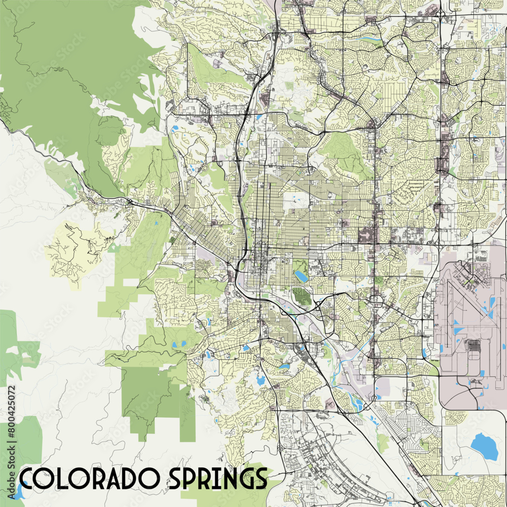 Obraz premium Colorado Springs, Colorado, USA map poster art