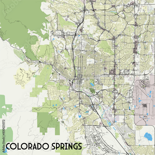 Colorado Springs  Colorado  USA map poster art