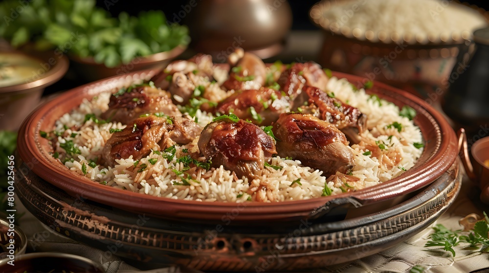 Delicious chicken tajine over seasoned rice a feast for the senses ...