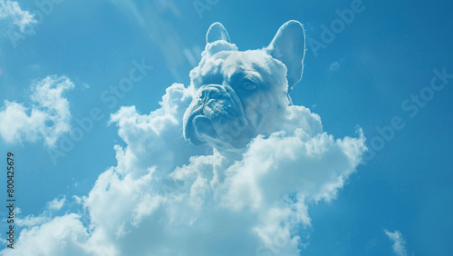 Cloud shape of a French Bulldog on the blue sky