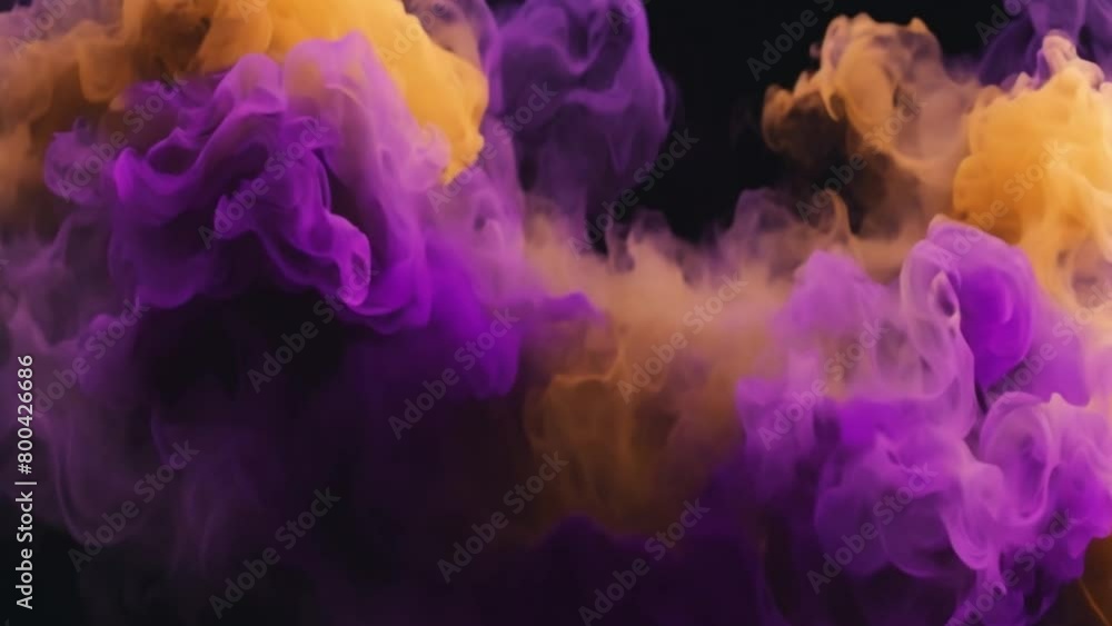 the purple and yellow smoke blends together the purple and yellow smoke blends together