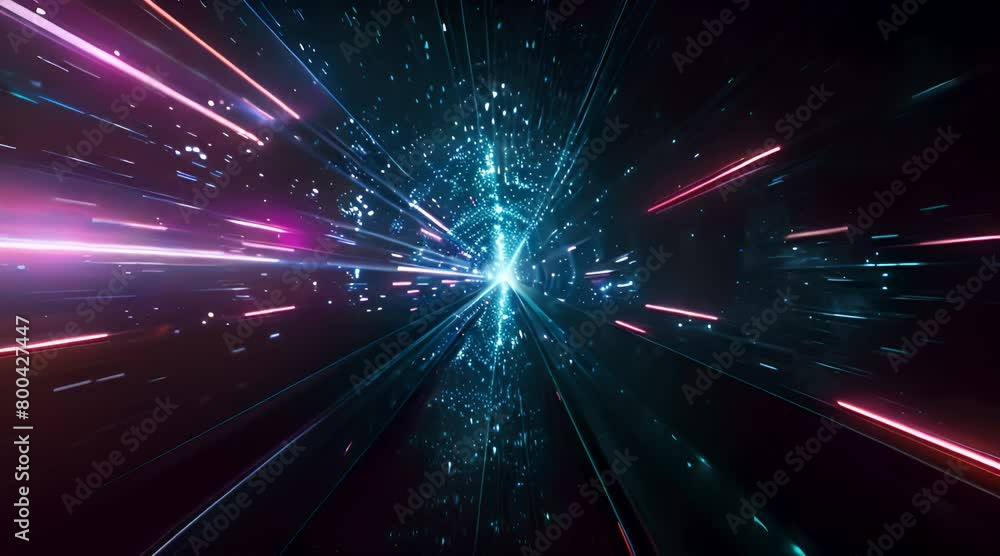Futuristic fast moving particle light ray, digital dynamic hyperspace technology motion background. Futuristic fast moving particle light ray, digital dynamic hyperspace technology motion background.