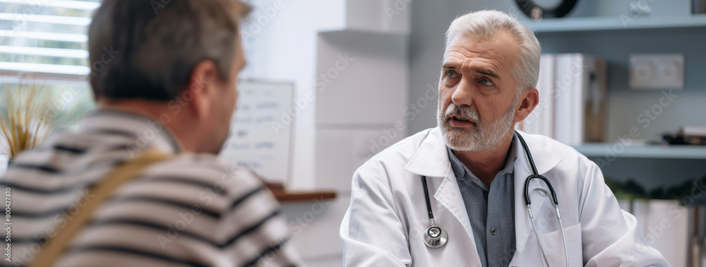 Obraz premium Mature doctor with a grey beard advising
