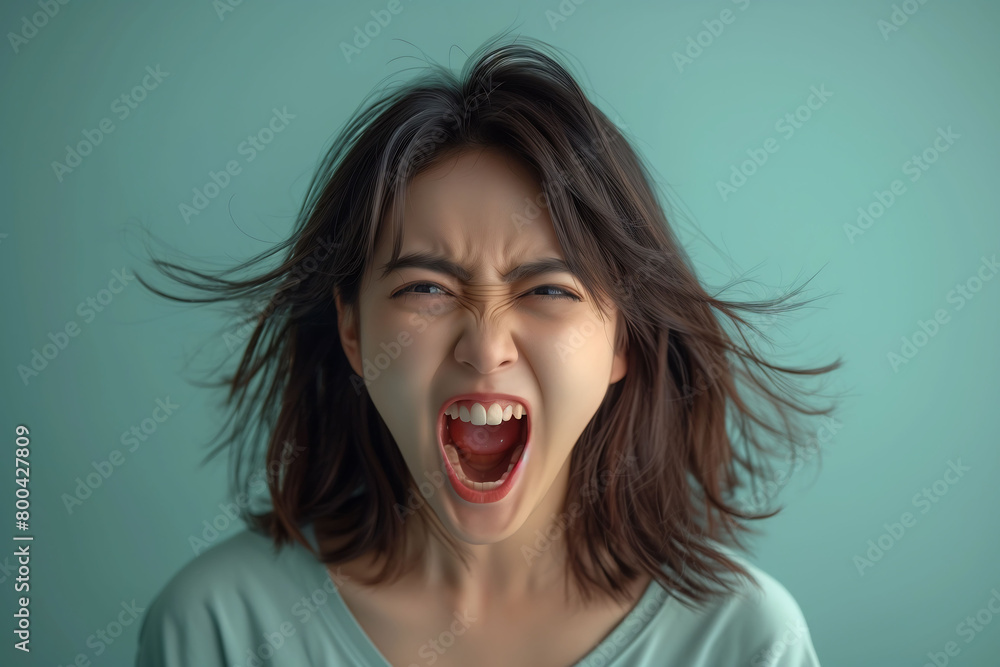 Intensity Unleashed: Woman's Furious Scream Intensity Unleashed: Woman's Furious Scream