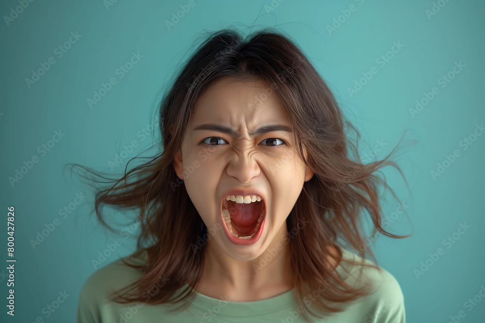 Intensity Unleashed: Woman's Furious Scream Intensity Unleashed: Woman's Furious Scream