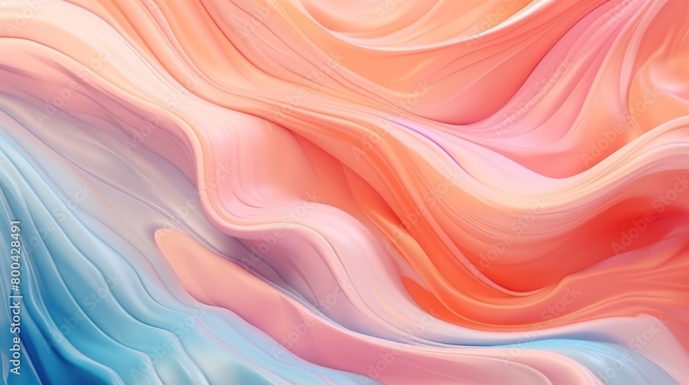 A colorful, abstract painting with a pink and blue wave. The painting is full of vibrant colors and has a sense of movement and energy