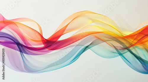 A radiant spectrum of multi-colored bands intertwining elegantly, producing a breathtaking rainbow effect against a simple white background.