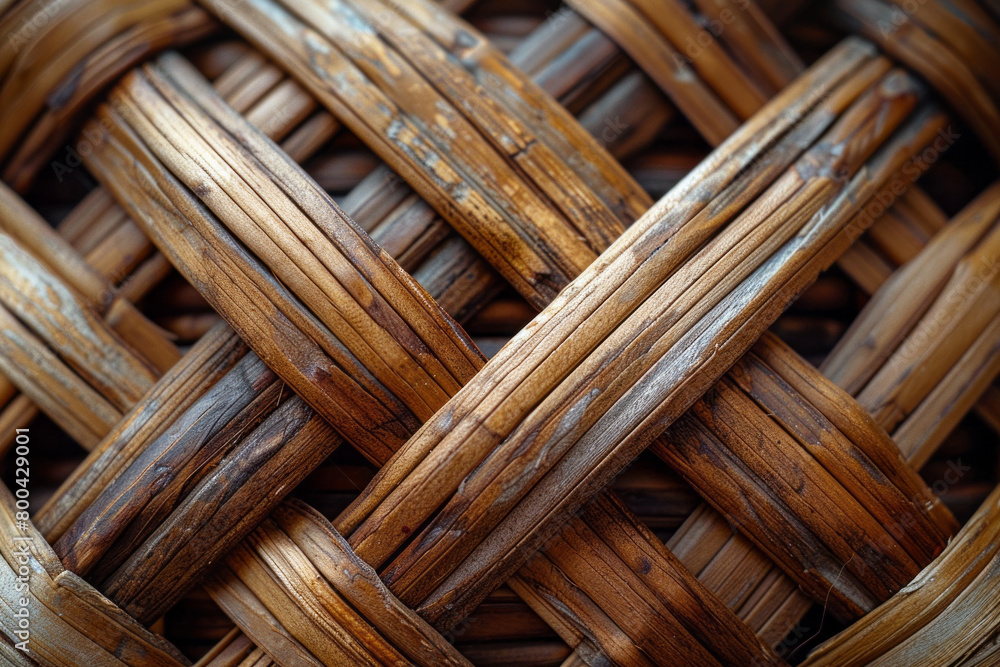 A detailed view of woven wicker, emphasizing the crossover patterns and fiber textures, A detailed view of woven wicker, emphasizing the crossover patterns and fiber textures,