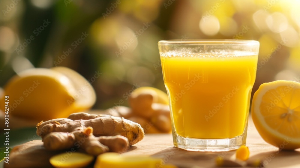Ginger lemon turmeric with fresh ingredients