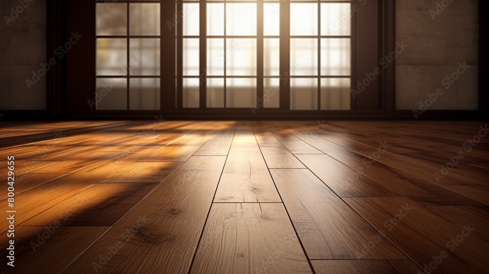 Artistic angle of a room with a dark brown stained wooden floor, emphasizing texture and the interplay of light and shadows Artistic angle of a room with a dark brown stained wooden floor, emphasizing texture and the interplay of light and shadows