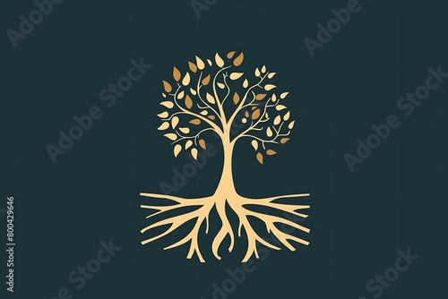 A logo depicting a stylized tree with roots, embodying growth and foundation