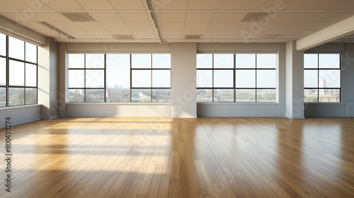 Empty room featuring rich brown stained wooden flooring, subtle natural light, and an expansive layout