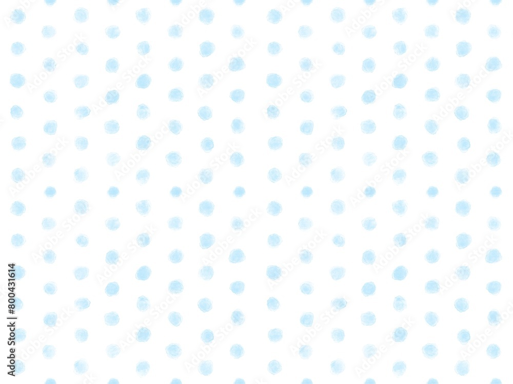 Seamless pattern of  blue polka dot on white background, pastel water color polka dot, hand drawn style