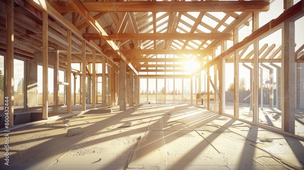 the sun is shining through the windows of a building under construction the sun is shining through the windows of a building under construction