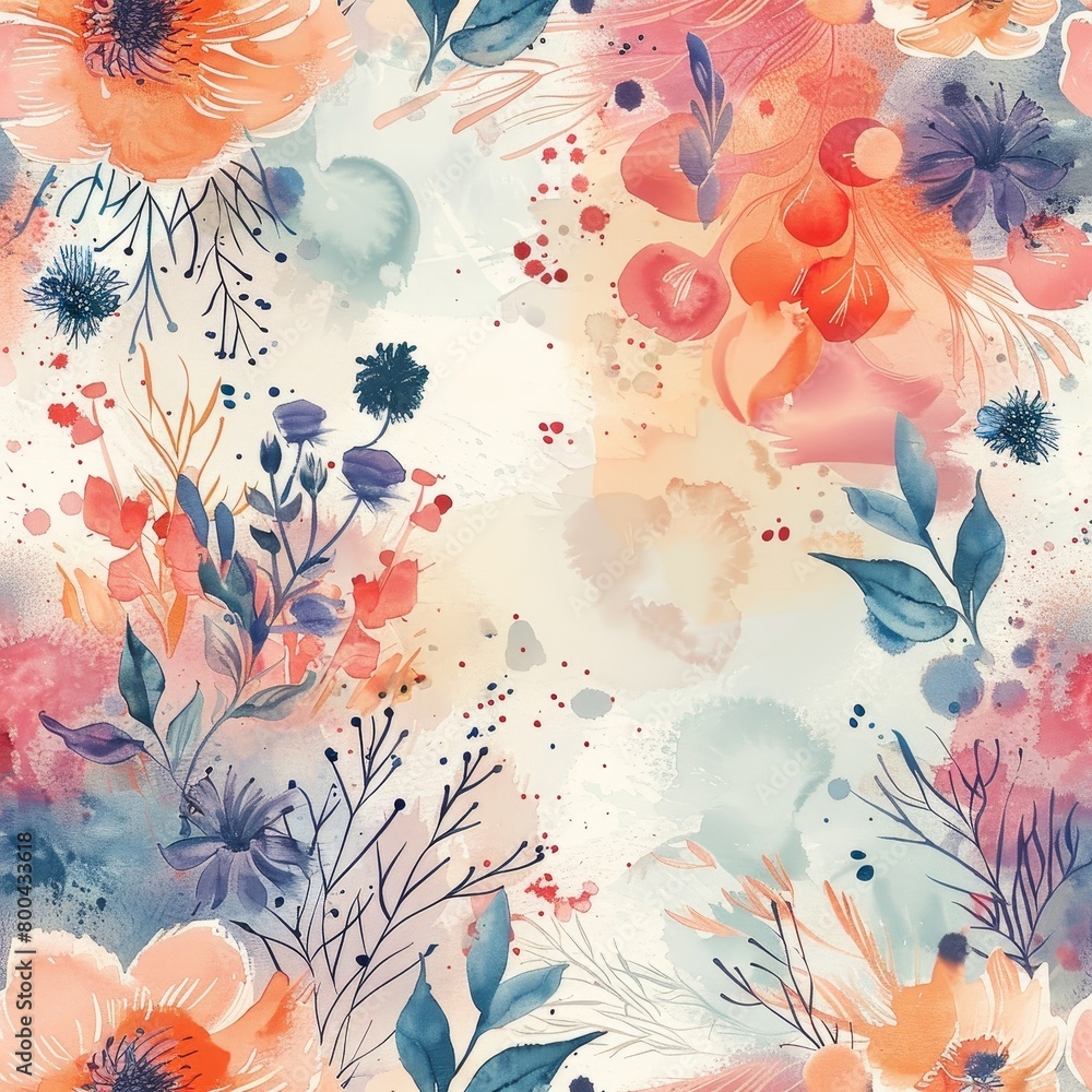 Watercolor blush infuses Bohemian patterns with a blend of free-spirited designs and soft, dreamy hues.