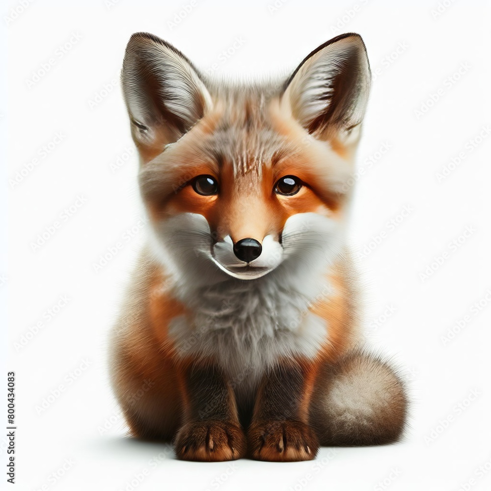 red fox vulpes on white