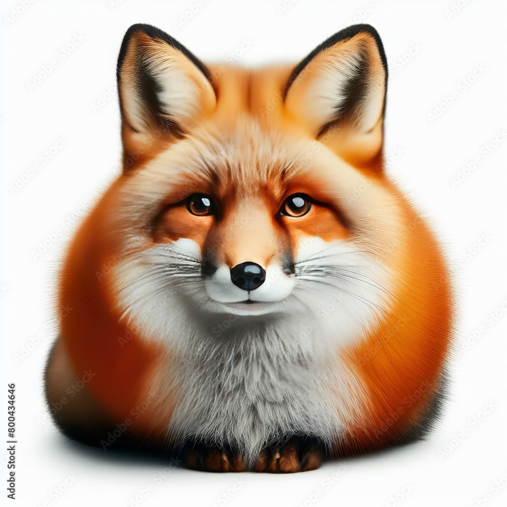 red fox vulpes on white