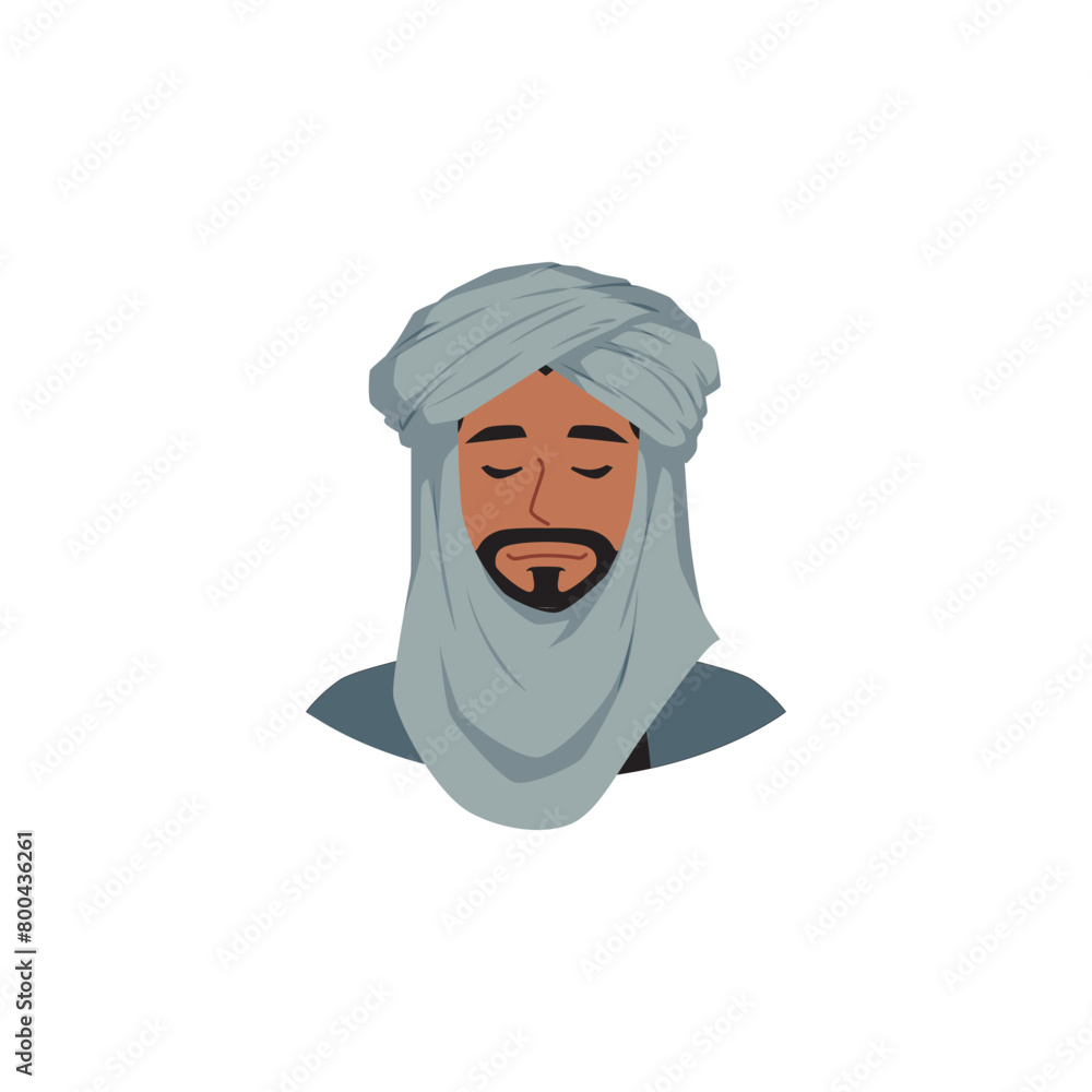 Serene bearded man in blue turban vector illustration