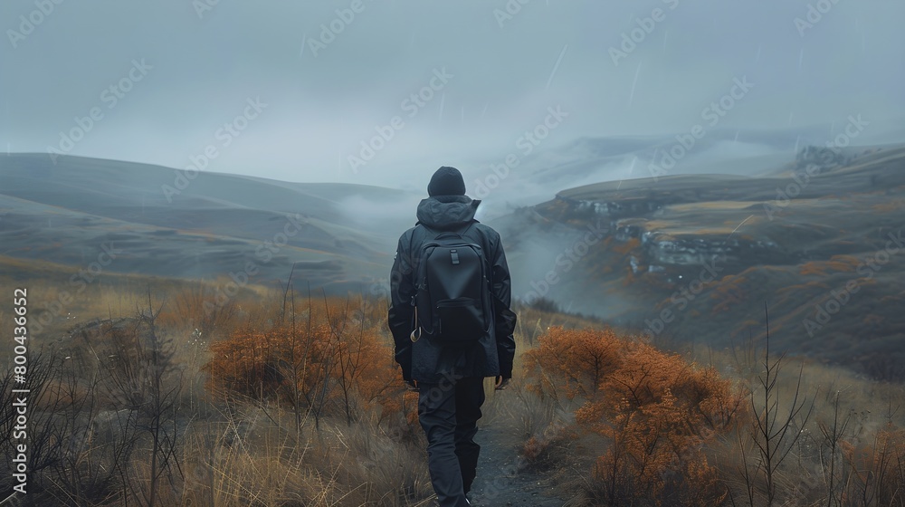 man with backpack walking in the mountains man with backpack walking in the mountains