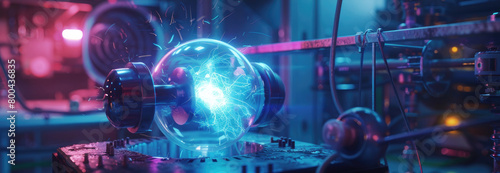 Moody lighting enhances a 3D scene depicting a magnet attracting metal objects, emphasizing the power of magnetic force, photo
