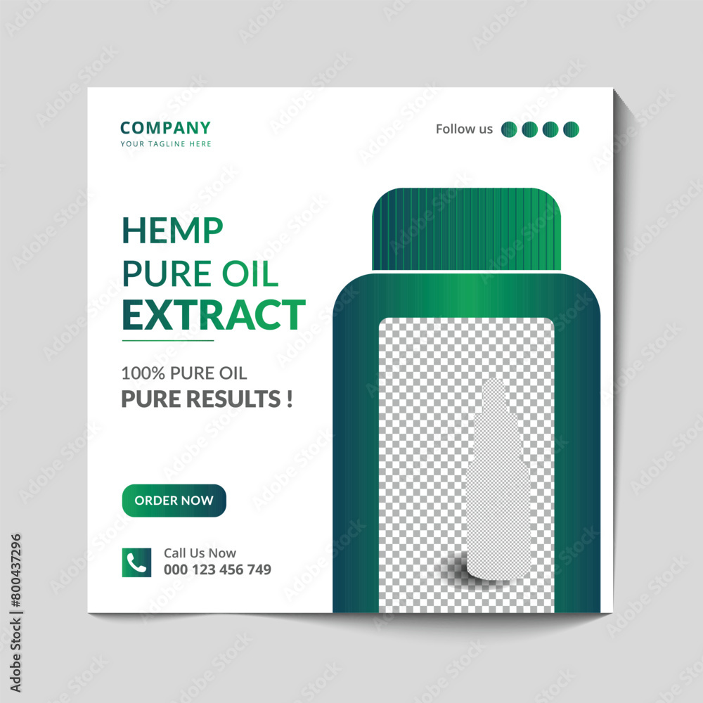 Hemp oil extract social media post and banner template Hemp oil extract social media post and banner template