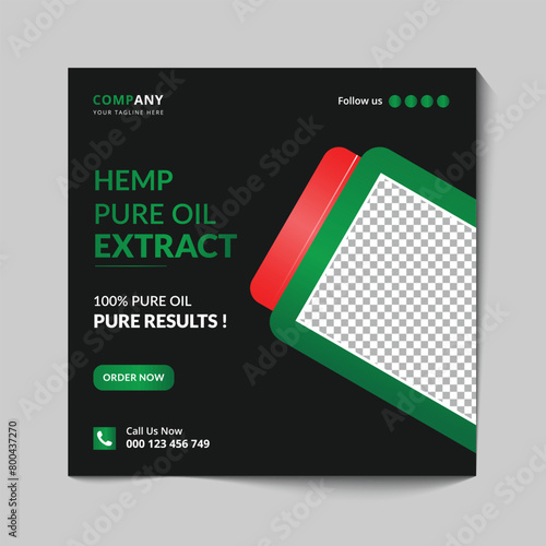 Hemp oil extract social media post and banner template