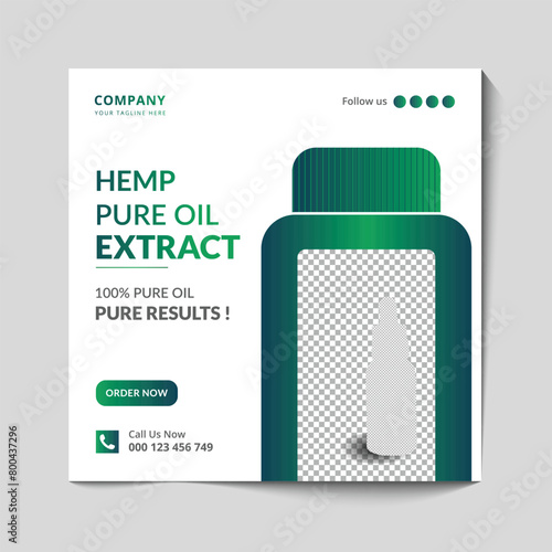 Hemp oil extract social media post and banner template