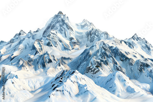 Snowy mountains, rocks and peaks