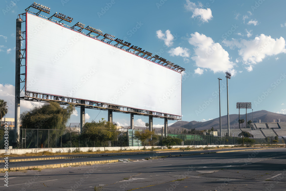 Obraz premium white billboard near to the soccer stadium