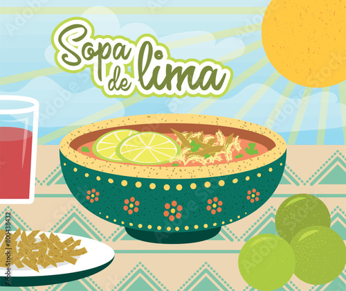 vector sopa de lima, comida de Yucatán, México