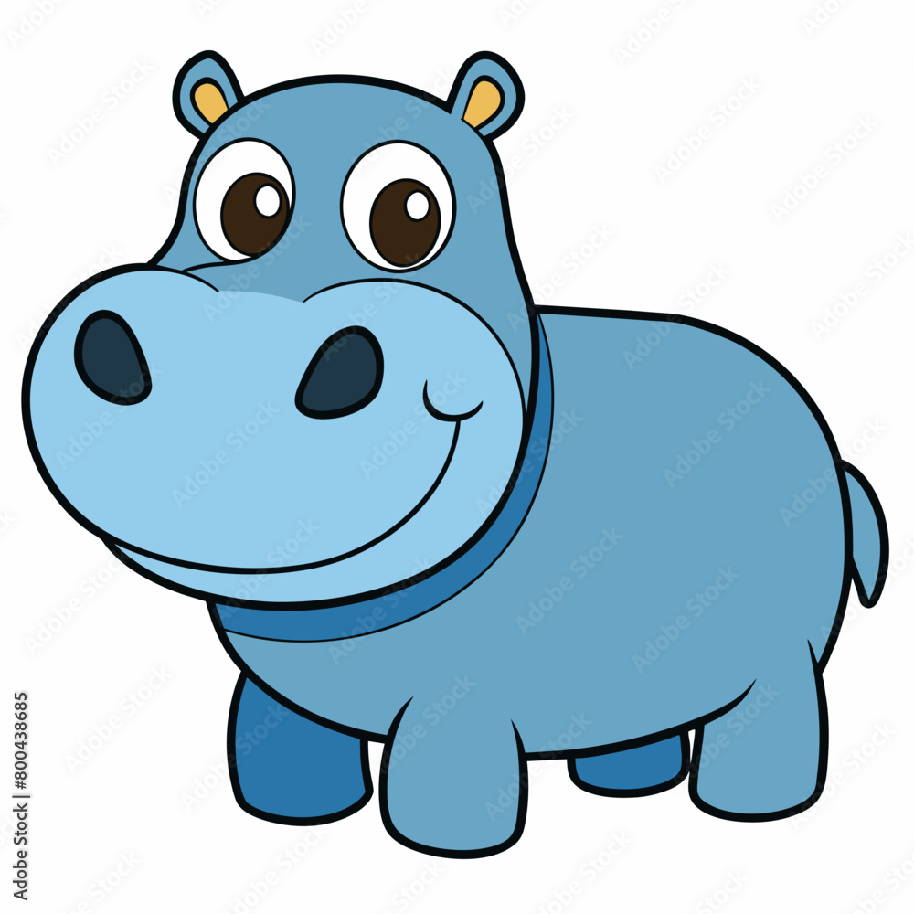 Blue cartoon hippo vector illustration for kids Blue cartoon hippo vector illustration for kids
