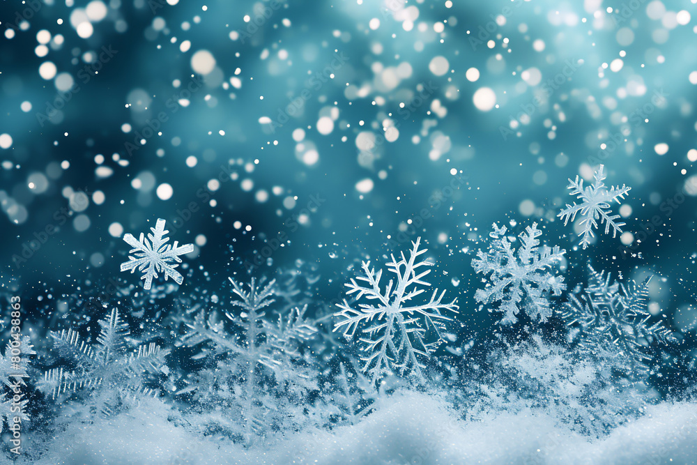 Snowflakes with snow crystals on a blue background at Christmas, stock illustration image Snowflakes with snow crystals on a blue background at Christmas, stock illustration image