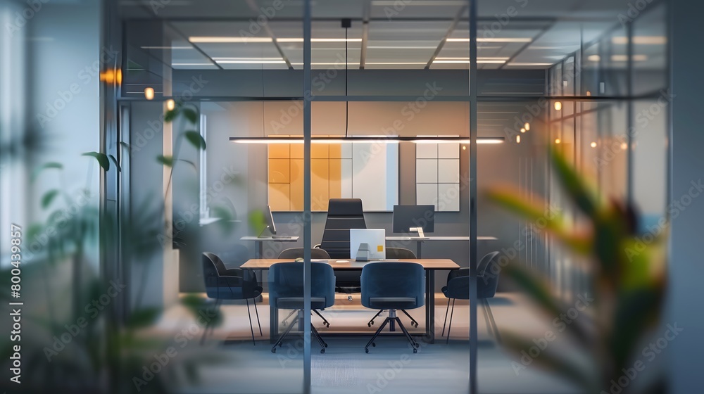 Inspiring Workspace Modern Office with Sleek Desk and Potted Plant