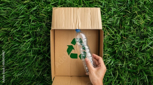 Hand Placing Bottle for Recycling photo