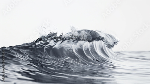 A misty silver tide wave isolated on solid white background.