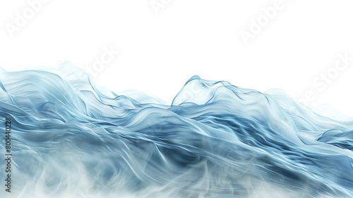 A misty silver-blue tide wave isolated on solid white background.