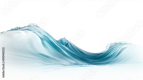A misty silver-blue tide wave isolated on solid white background.