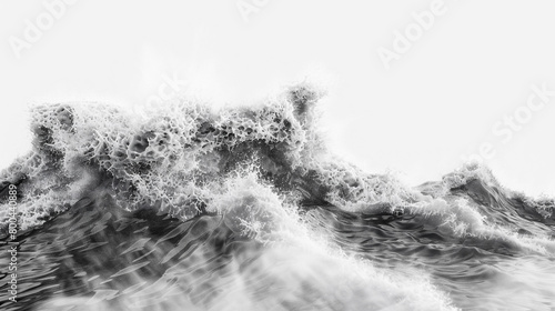 A misty gray tide wave isolated on solid white background. photo
