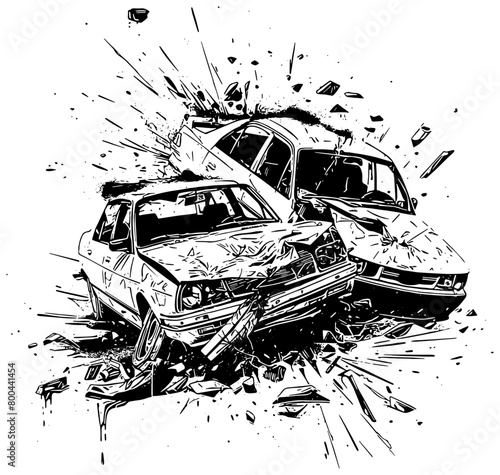 Illustration of two cars smashing into each other  photo