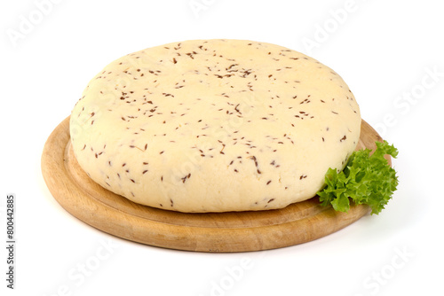 Caraway cheese, isolated on a white background
