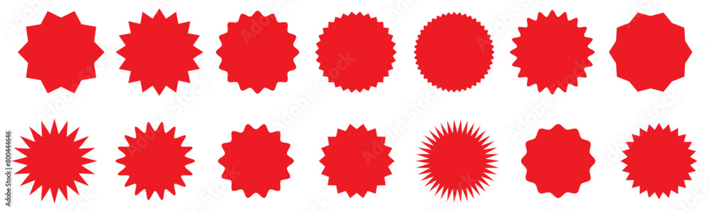 Set of star burst stickers round shape. Vector starburst price tage icon. Set of star burst stickers round shape. Vector starburst price tage icon.