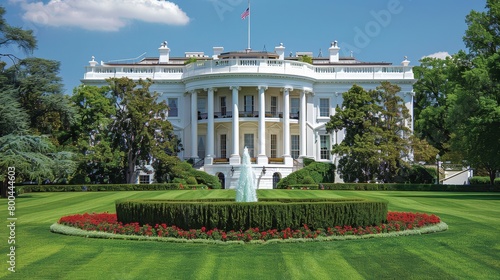 The White House's iconic facade is a must-visit, steeped in presidential history and significance.  photo